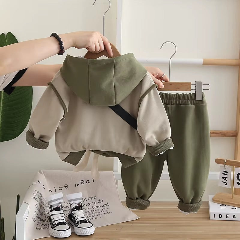 Boys 3 Piece Imported Green Cord Set With Bag [BT-L-5488] [1 - 6Years]
