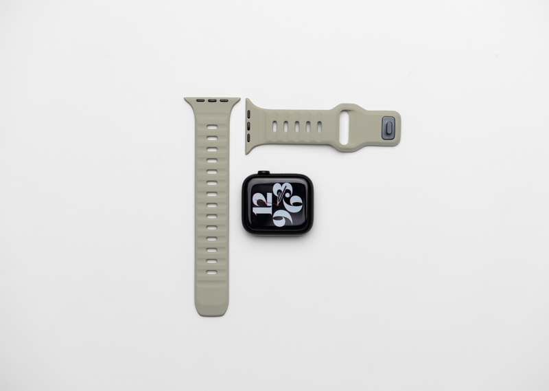 Willow Green Rugged Silicone Apple Watch Band with Pin & Tuck Closure.