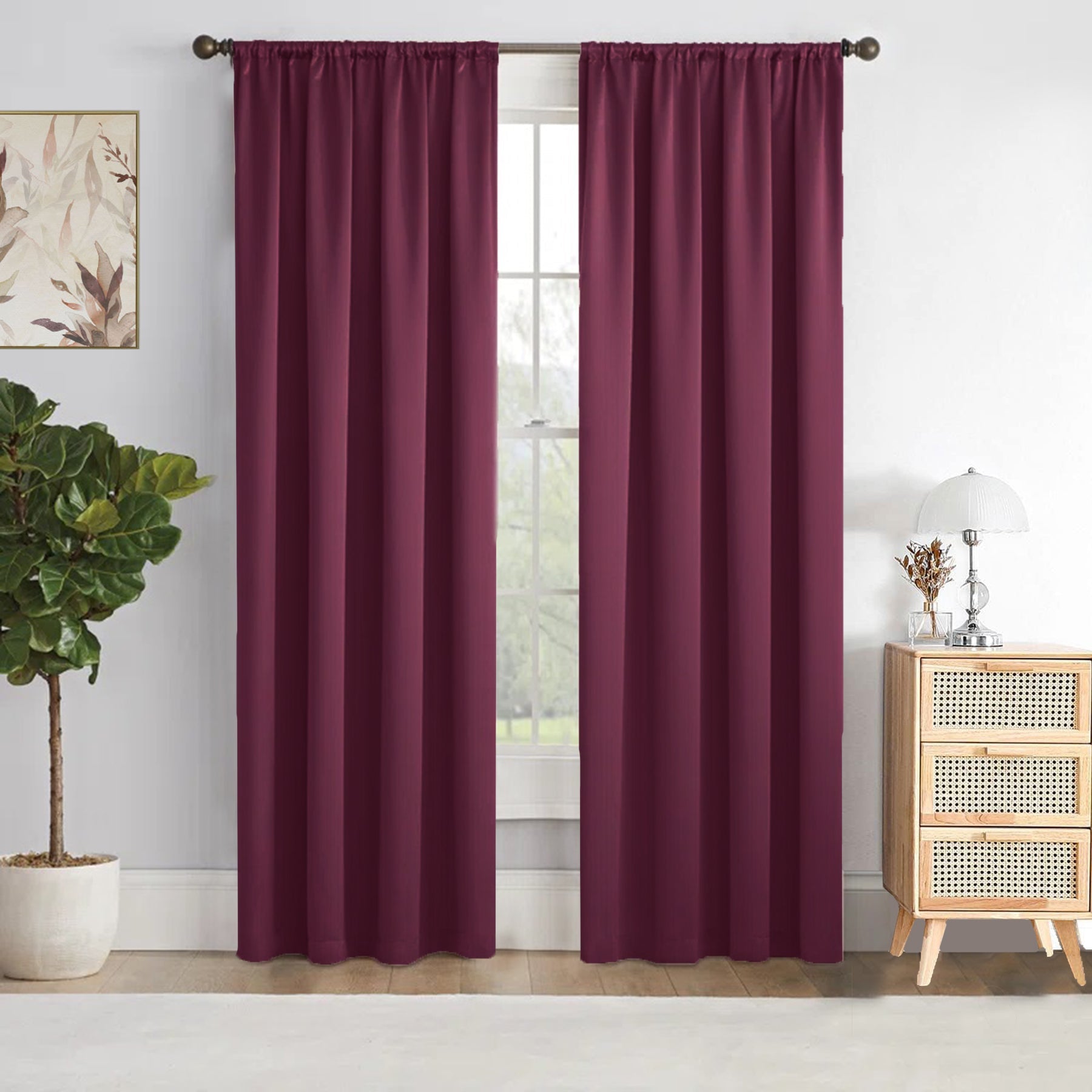 Fort Essential - Rod Pocket Blackout Curtain (Wine)-1