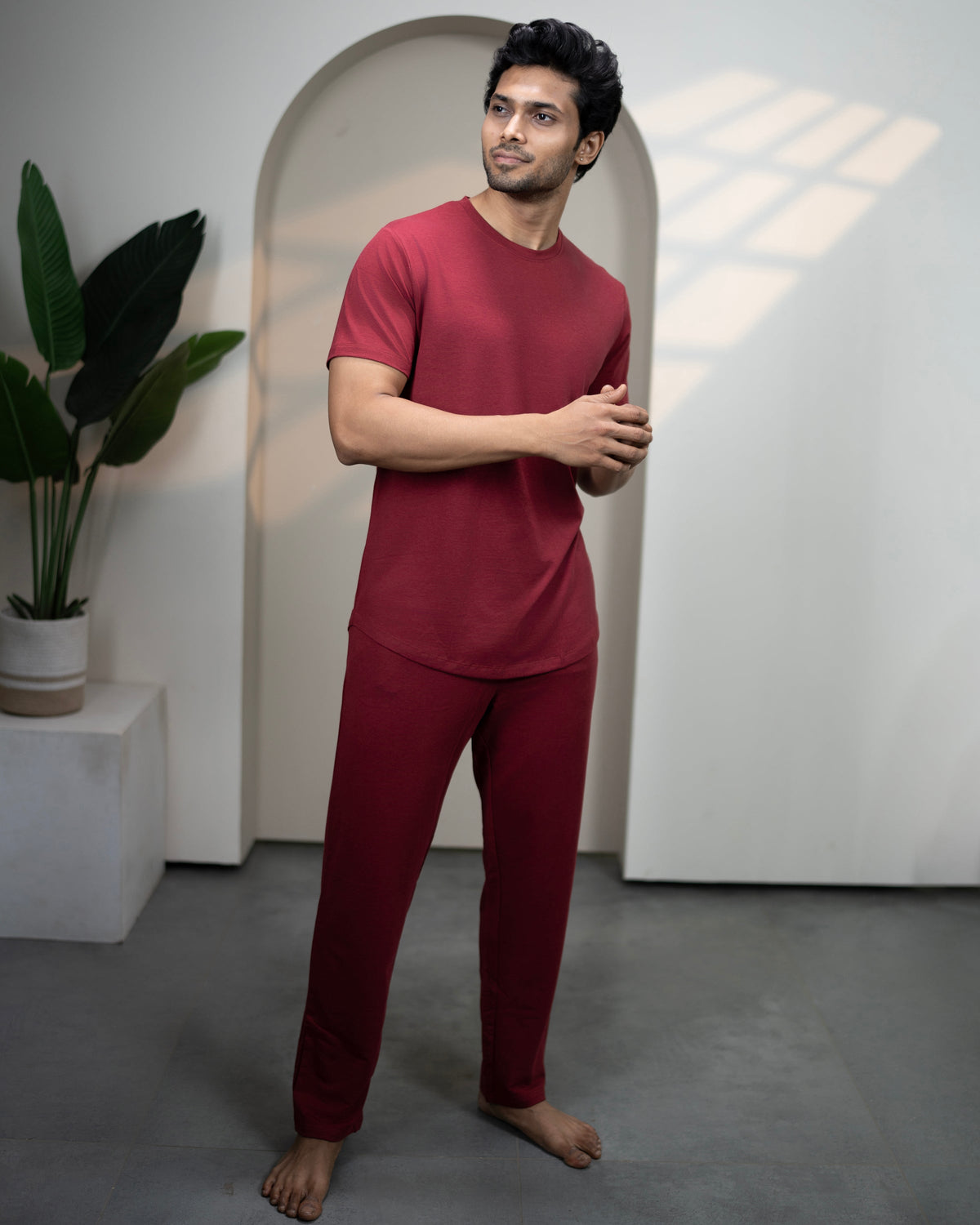 Urbanite Bamboo Pant  (Wine Maroon)