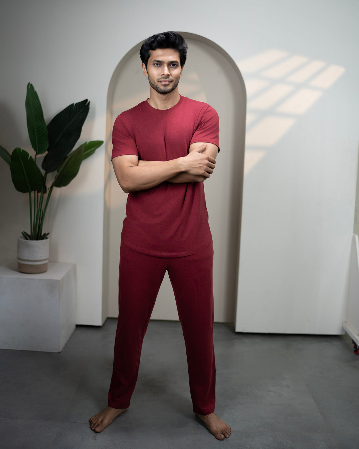 Urbanite Bamboo Pant  (Wine Maroon)