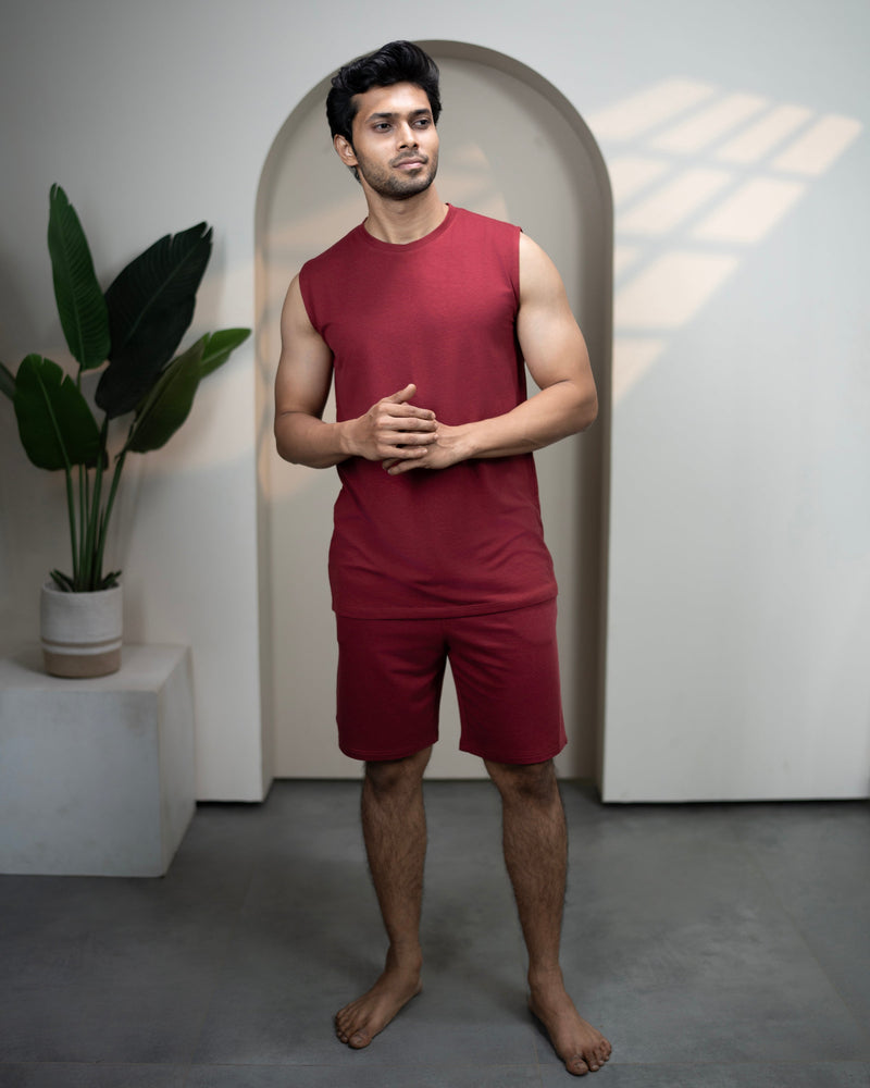 Hushy Bamboo Shorts  (Wine Maroon)
