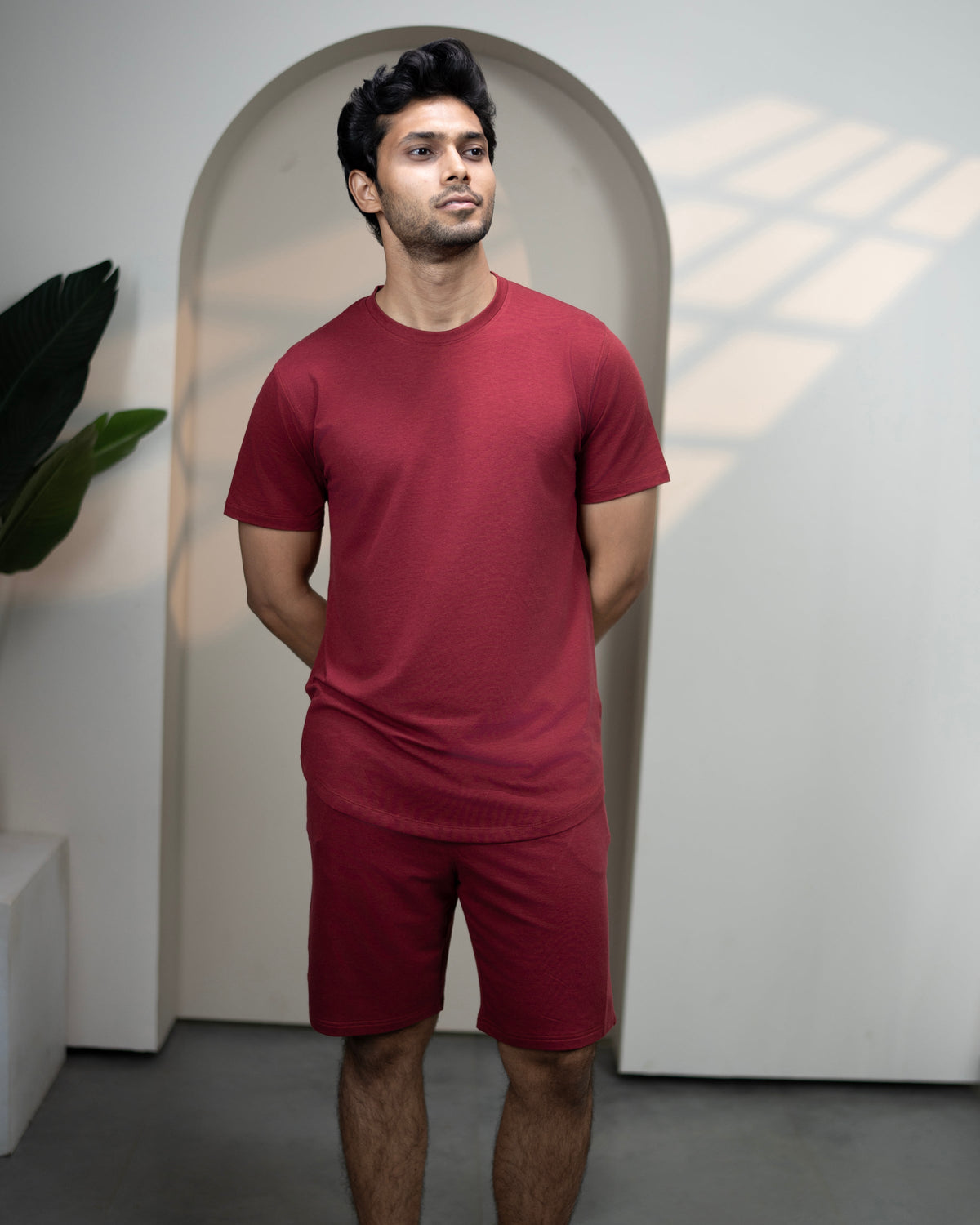 Hushy Bamboo Shorts  (Wine Maroon)