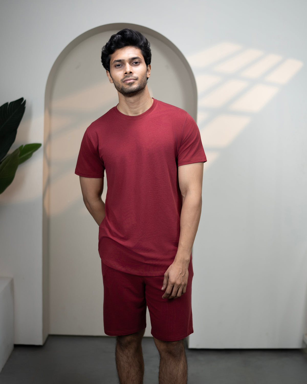 Hushy Bamboo Shorts  (Wine Maroon)