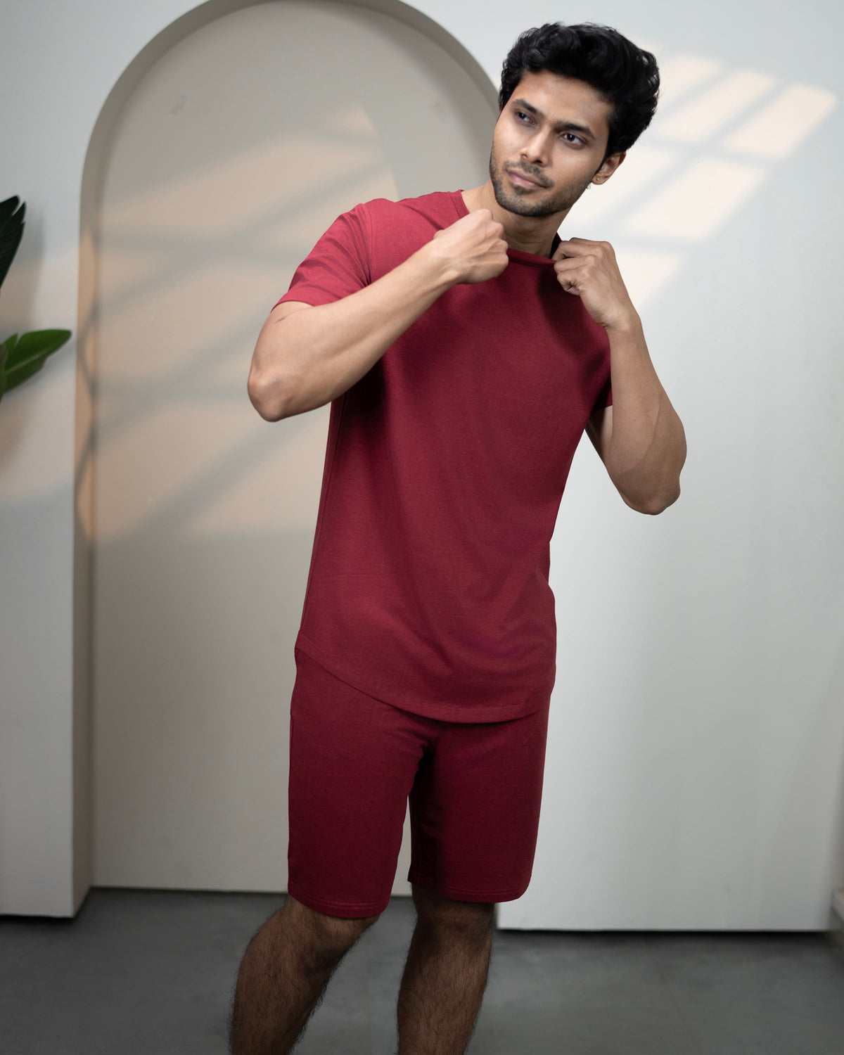 Hushy Bamboo Shorts  (Wine Maroon)