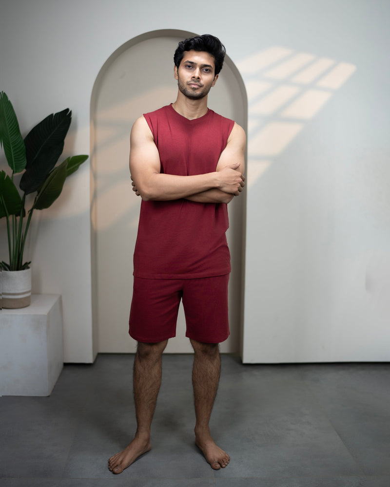 Hushy Bamboo Shorts  (Wine Maroon)