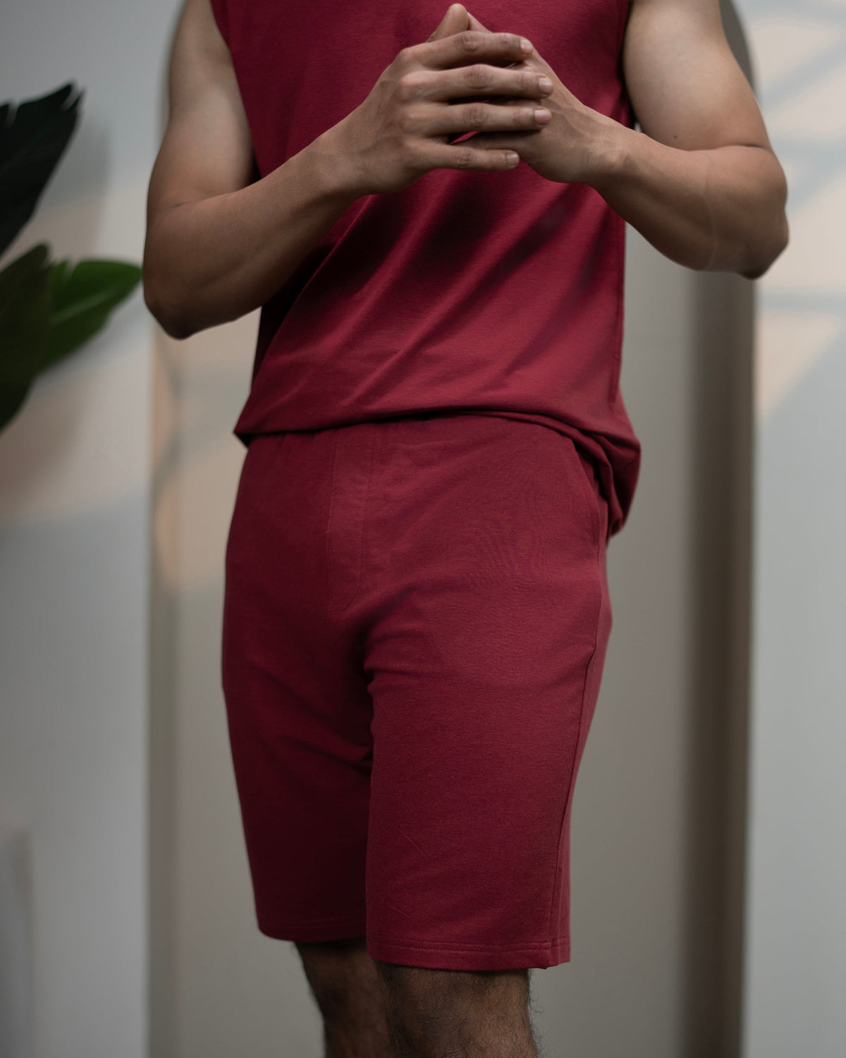 Hushy Bamboo Shorts  (Wine Maroon)
