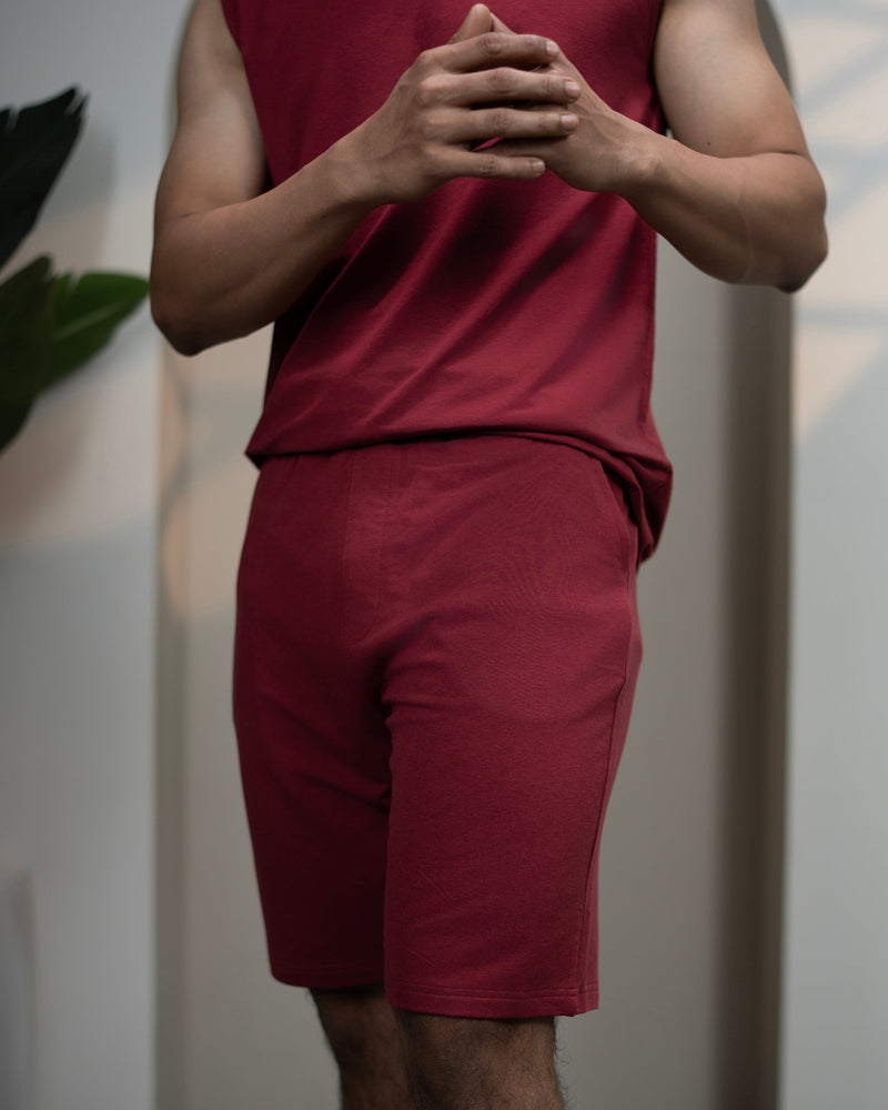 Hushy Bamboo Shorts  (Wine Maroon)