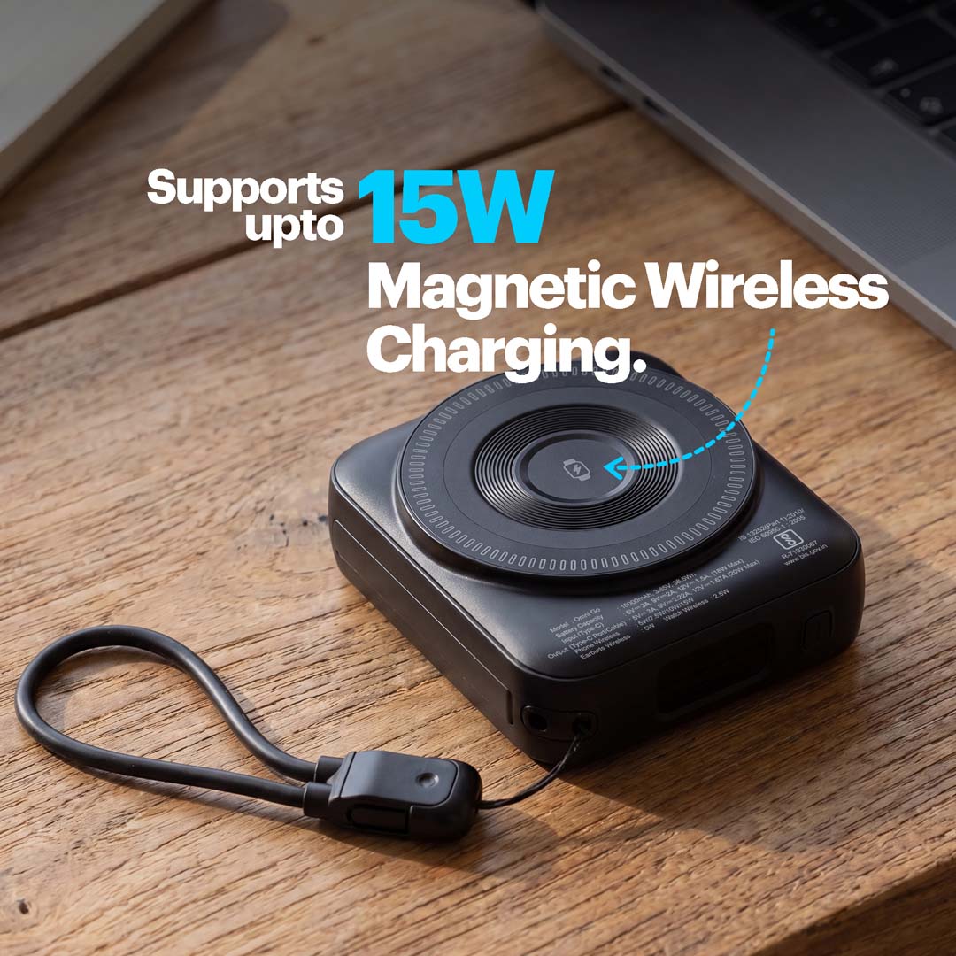 Omni Go 10000mAh Magnetic Wireless Powerbank with Built-in Type-C Cable