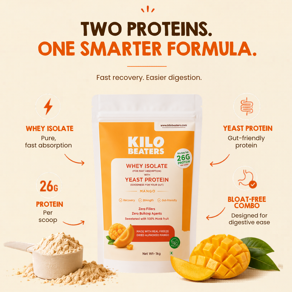 Whey Isolate + Yeast Protein | Mango