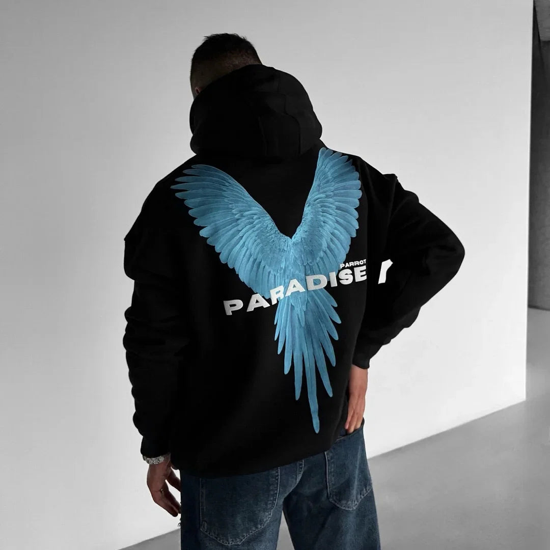 Paradise Parrot - Black - Oversized Hoodie 400 GSM