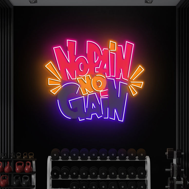 "No Pain No Gain" Gym Neon Sign – Motivational LED Wall Art for Home Gym - LED Neon Sign