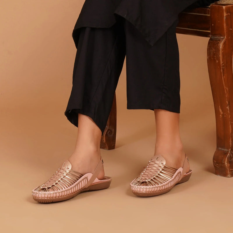 Metallic Rose Gold Handcrafted Clogs-4
