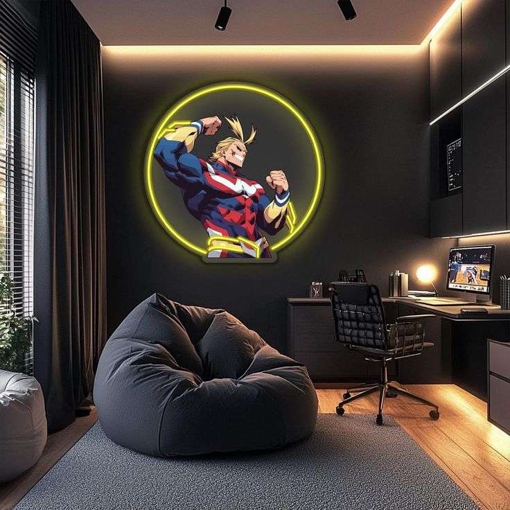 Anime Hero Neon Wall Art – Power Glow LED Wall Décor Game Room | Neon Signs India — Image 1