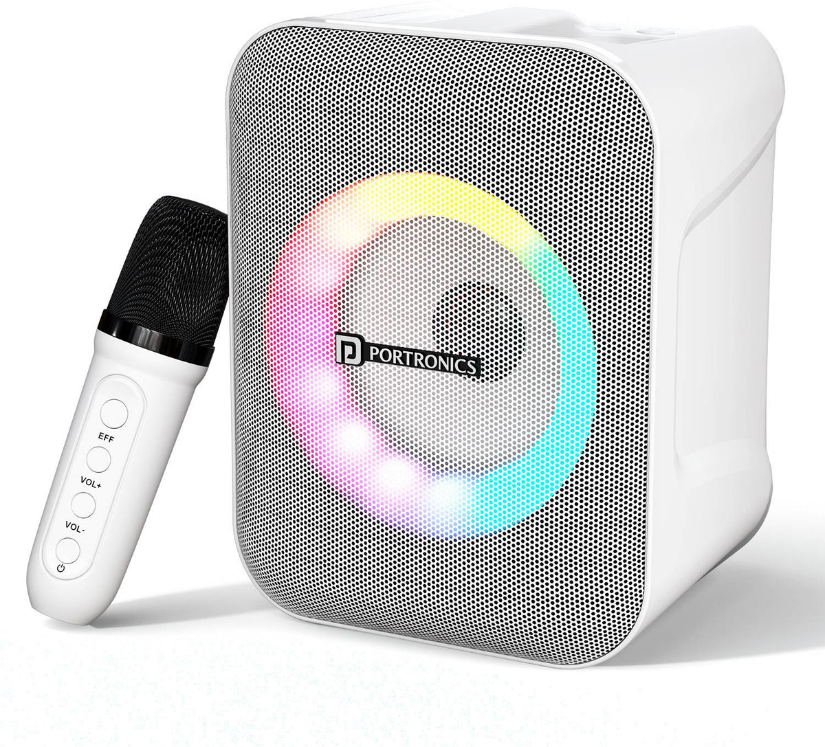 Portronics Apollo One 20W Bluetooth Portable Speaker With Wireless Karaoke Mic,5Hr Playtime 20 W Bluetooth Home Audio Speaker (White, Stereo Channel)