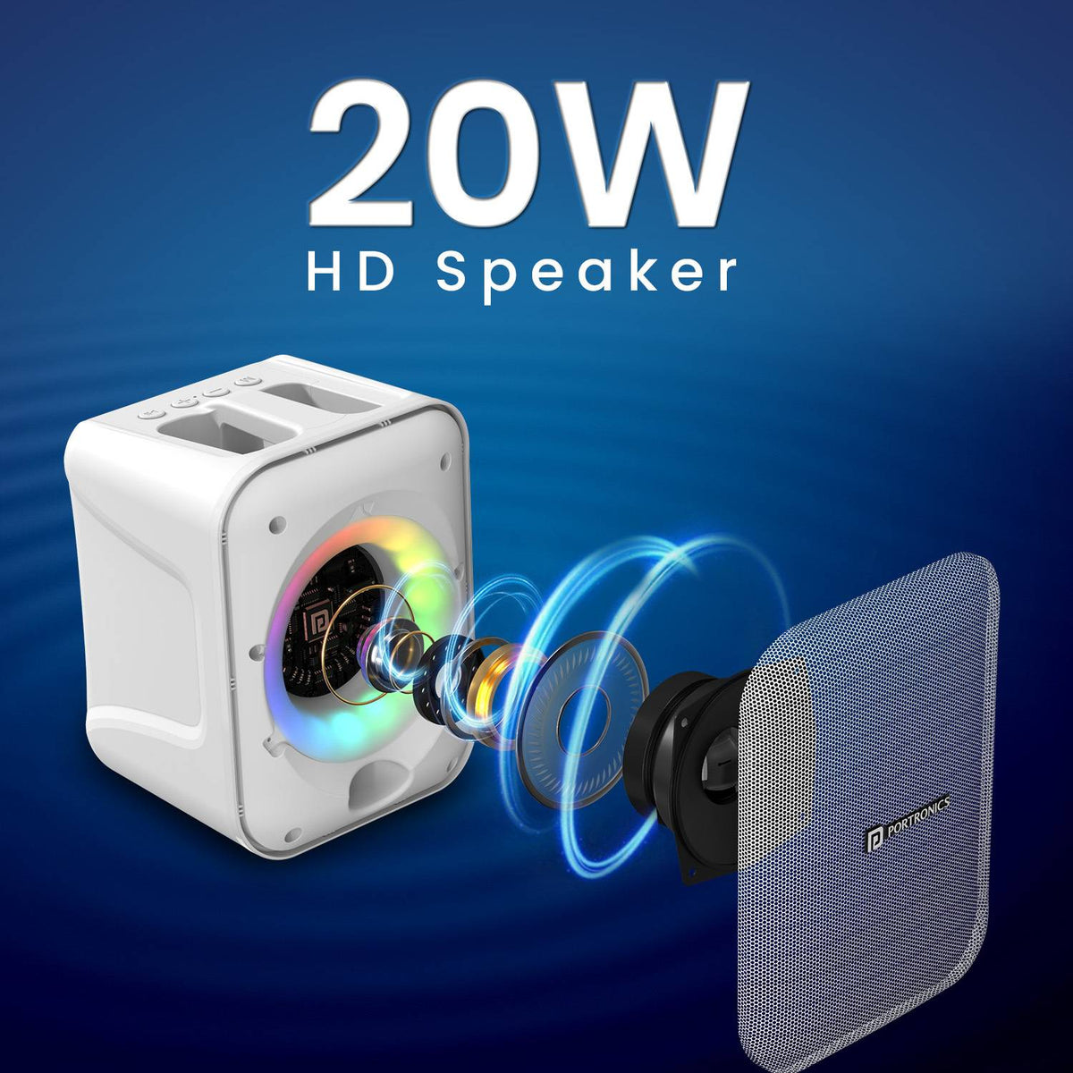 Portronics Apollo One 20W Bluetooth Portable Speaker With Wireless Karaoke Mic,5Hr Playtime 20 W Bluetooth Home Audio Speaker (White, Stereo Channel)