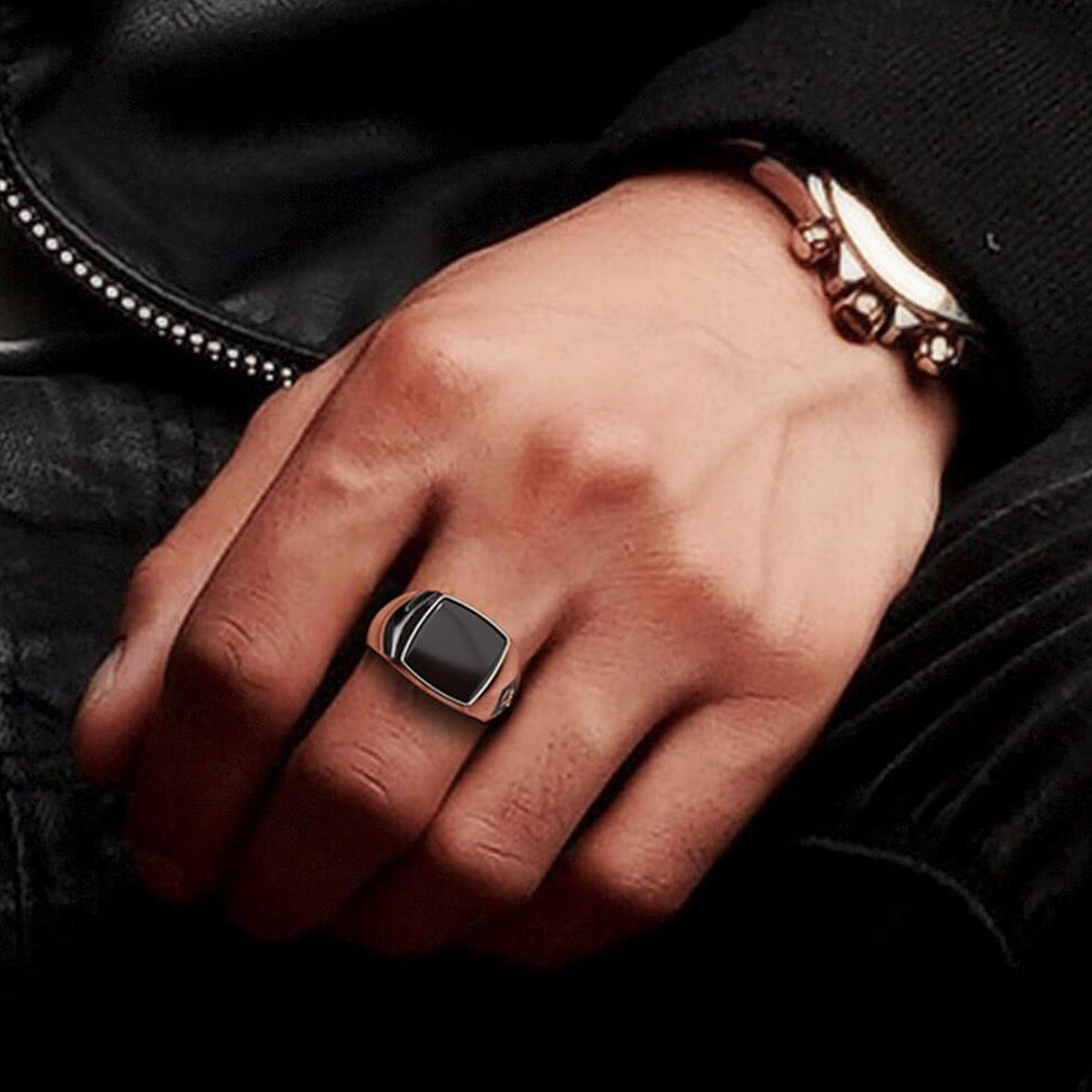 Ares Ring | 925 Sterling Silver, Natural Gemstone, Rhodium Plating & Glossy Finish