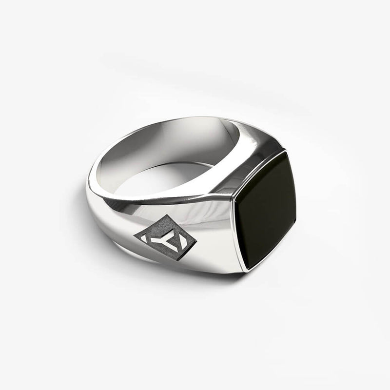 Ares Ring | 925 Sterling Silver, Natural Gemstone, Rhodium Plating & Glossy Finish