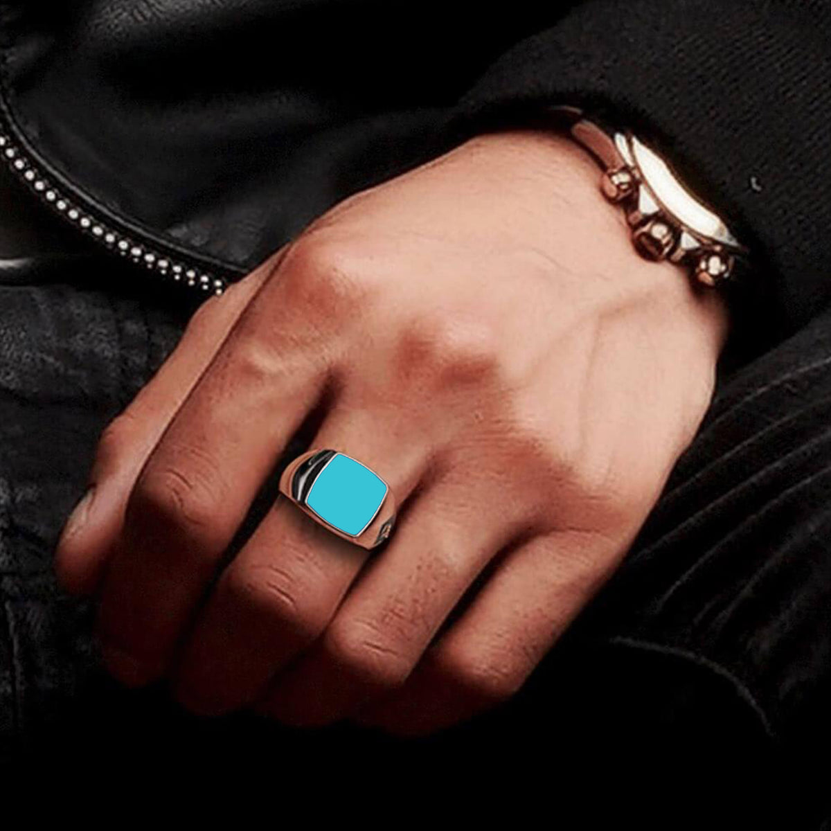 Ares Ring | 925 Sterling Silver, Natural Gemstone, Rhodium Plating & Glossy Finish