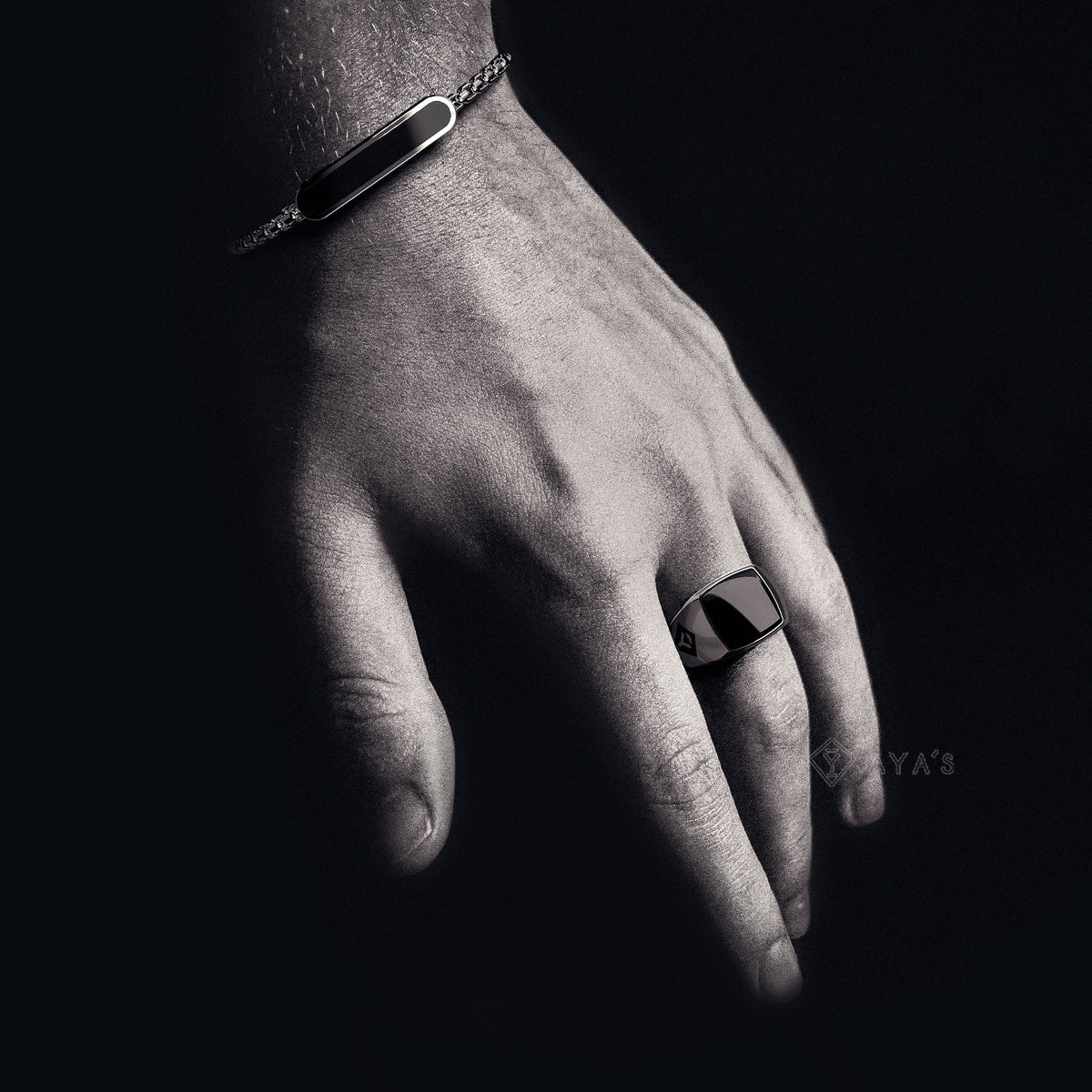 Ares Ring | 925 Sterling Silver, Natural Gemstone, Rhodium Plating & Glossy Finish