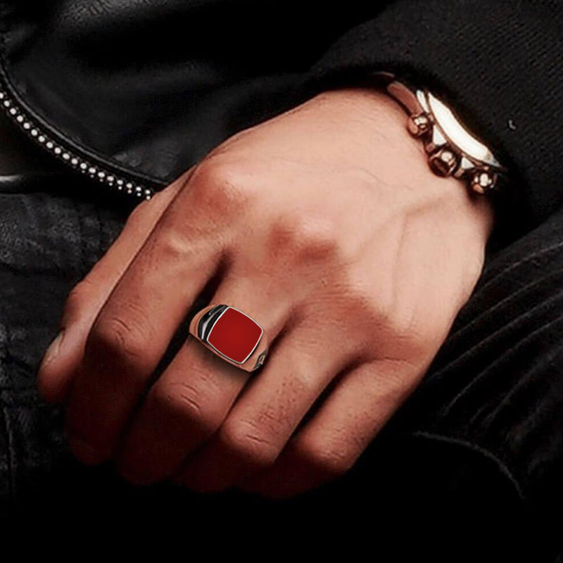 Ares Ring | 925 Sterling Silver, Natural Gemstone, Rhodium Plating & Glossy Finish