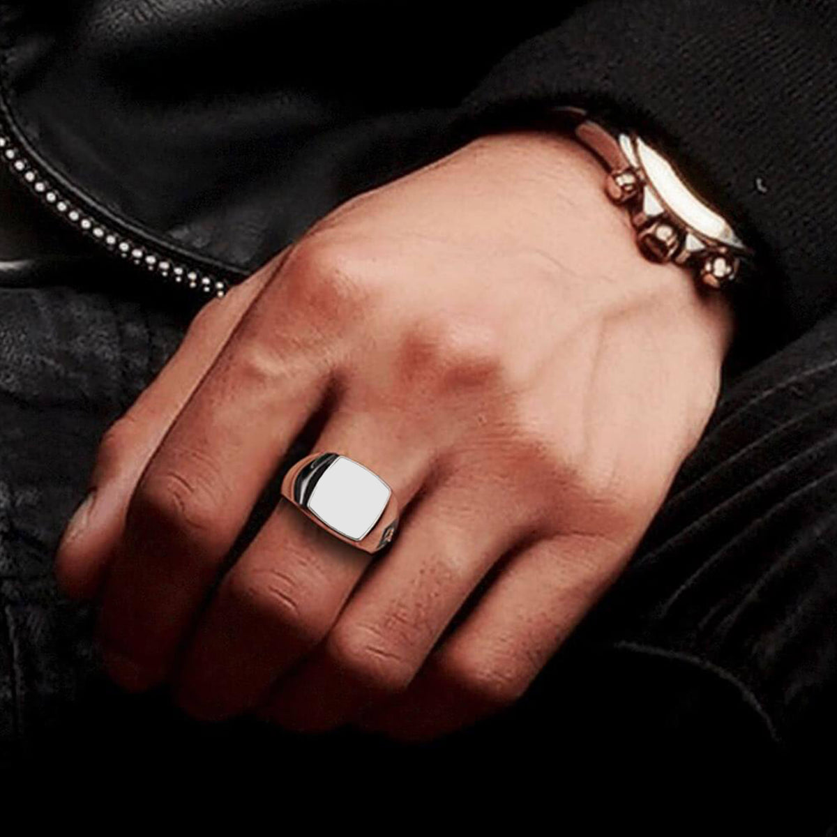 Ares Ring | 925 Sterling Silver, Natural Gemstone, Rhodium Plating & Glossy Finish