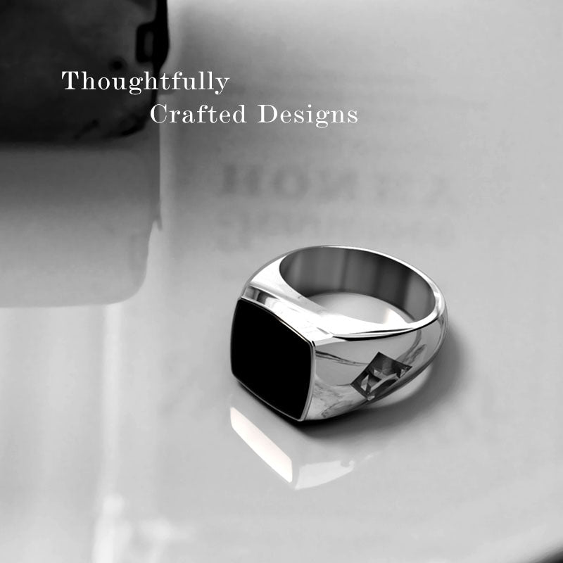 Ares Ring | 925 Sterling Silver, Natural Gemstone, Rhodium Plating & Glossy Finish