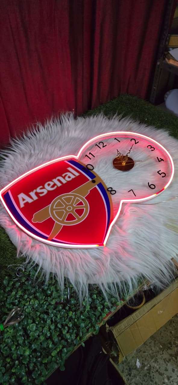 Arsenal Neon LED Wall Clock – Gunners Fan Glow Decor (14*24 inch) | Neon Signs India — Image 3