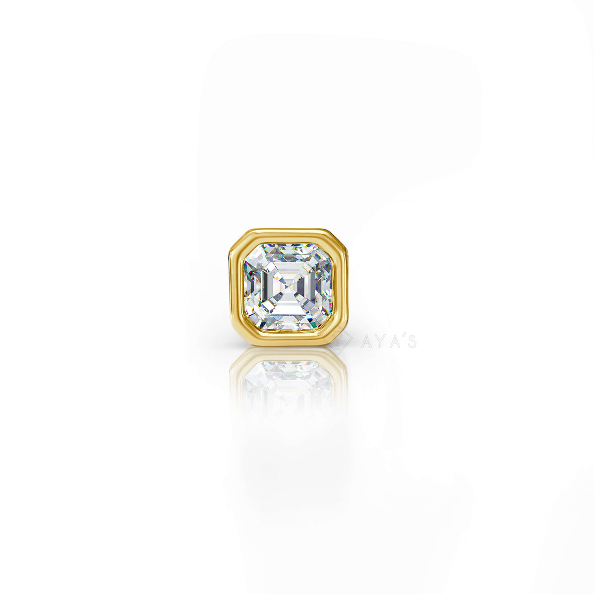 Asscher Solitaire CZ Stud Earring (Single Stud) | 925 Sterling Silver, AAA Grade Cubic Zirconia & Glossy Finish
