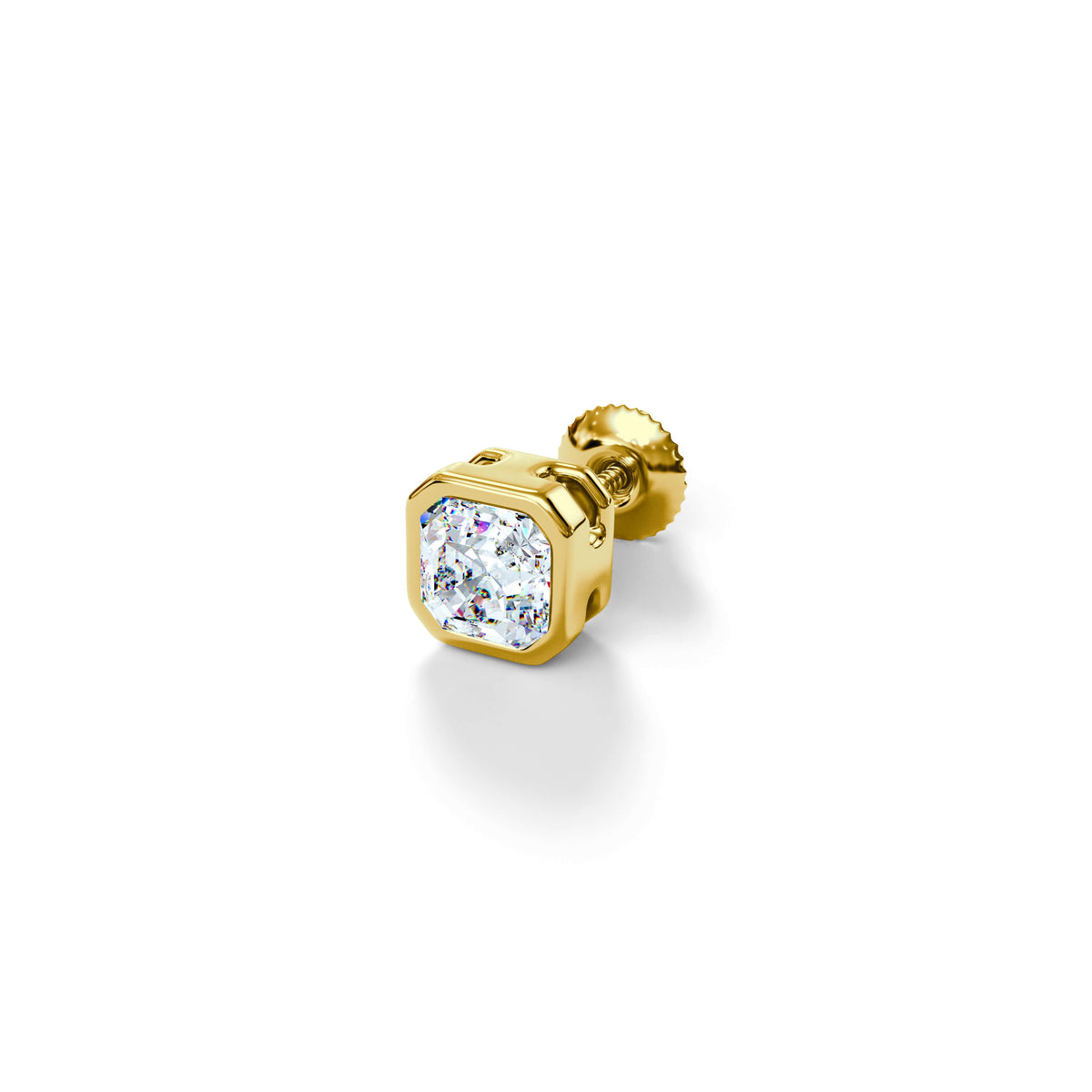 Asscher Solitaire CZ Stud Earring (Single Stud) | 925 Sterling Silver, AAA Grade Cubic Zirconia & Glossy Finish