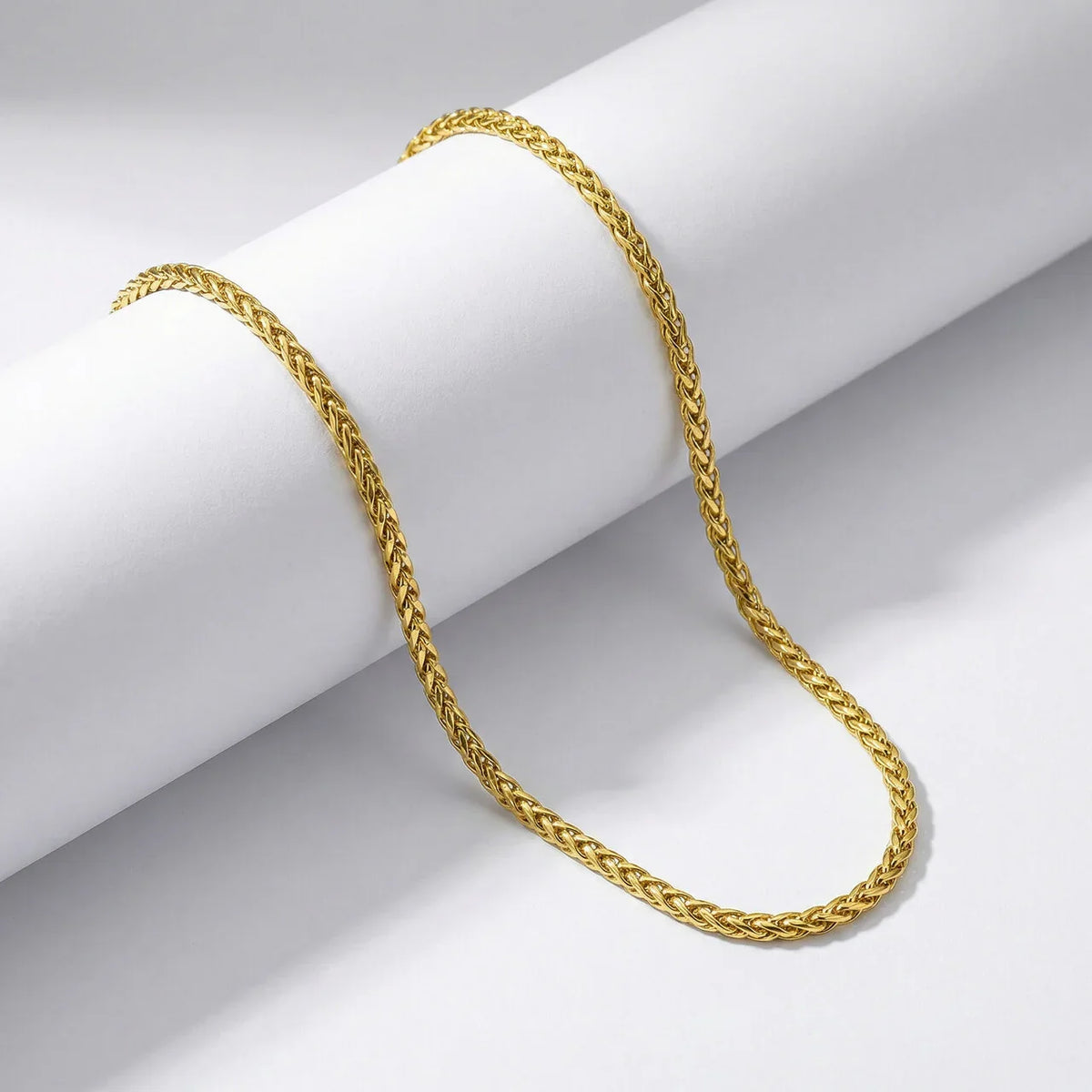 Wheat Chain Link Close Up 22K Gold Plated Anti-Tarnish UniqueJewels