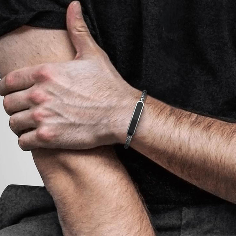 Aster Men's Bracelet | 925 Sterling Silver, Rhodium Plating & Glossy Finish