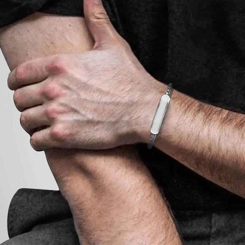 Aster Men's Bracelet | 925 Sterling Silver, Rhodium Plating & Glossy Finish