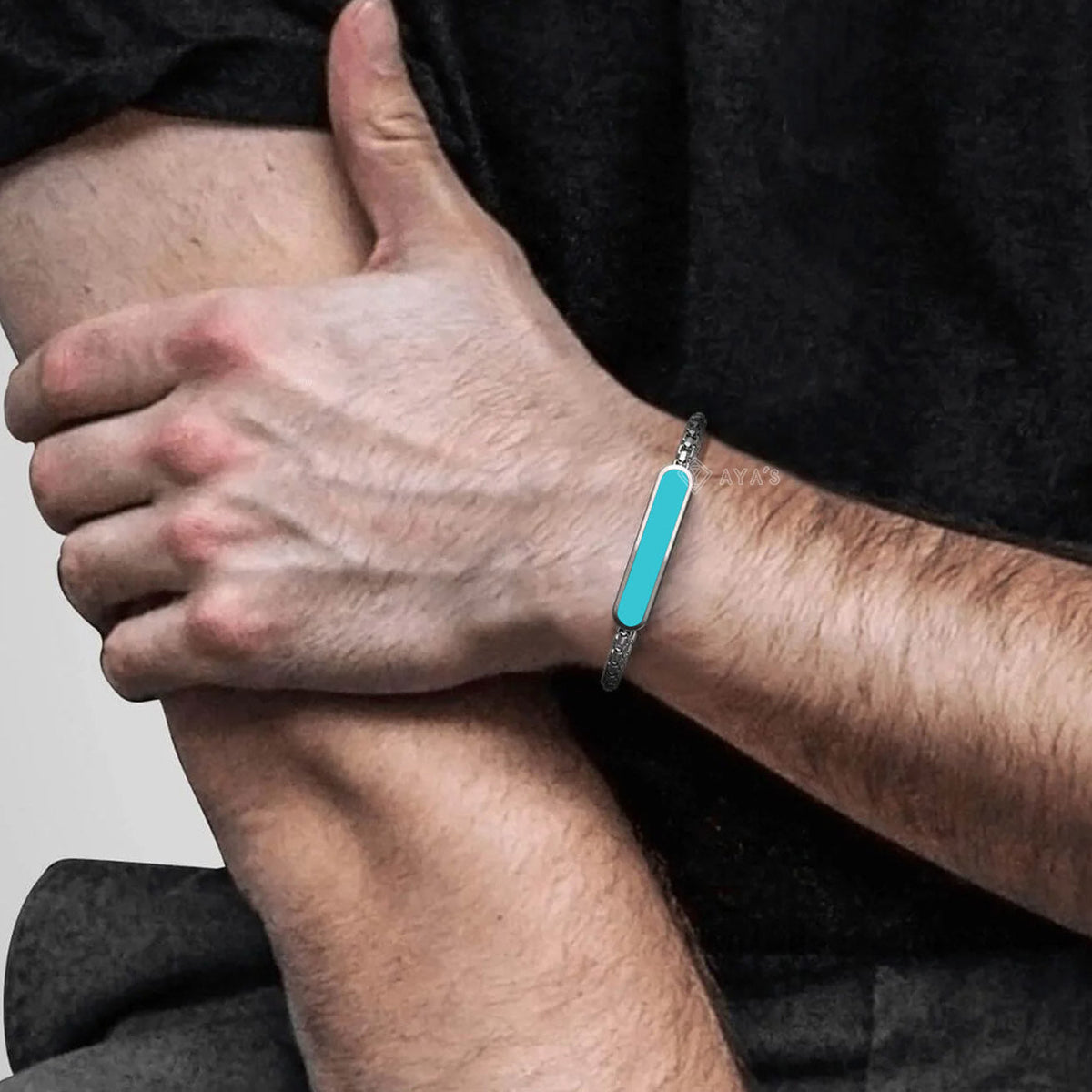 Aster Men's Bracelet | 925 Sterling Silver, Rhodium Plating & Glossy Finish