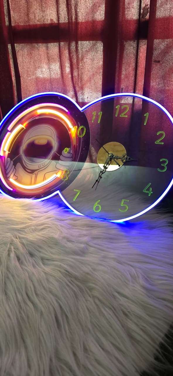 Astronaut Neon LED Wall Clock – Cosmic Glow Space Art Timepiece (14*24 inch) | Neon Signs India — Image 3