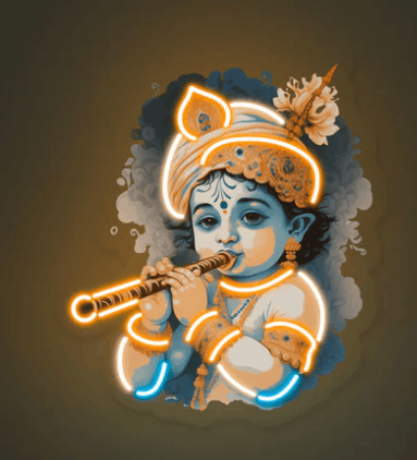 Baby Krishna Neon Wall Art – Divine LED Spiritual Home Décor Neonsignsindia