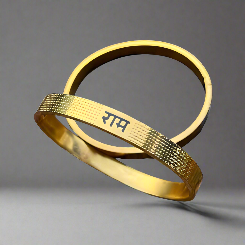 Ram Kada Bracelet Gold Plated Men Daily Wear Anti-Tarnish
