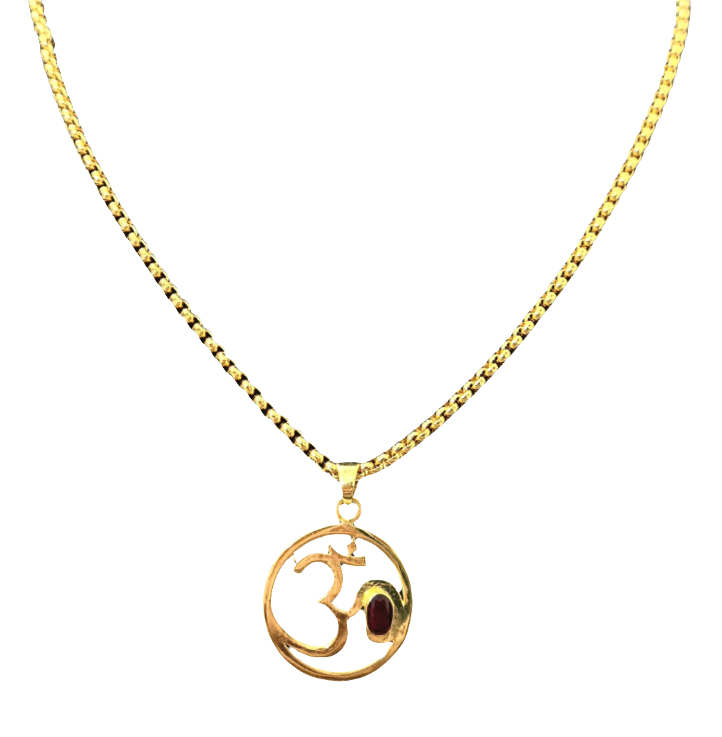 OM Symbol Pendant with Chain 22K Gold Peace Power Men India