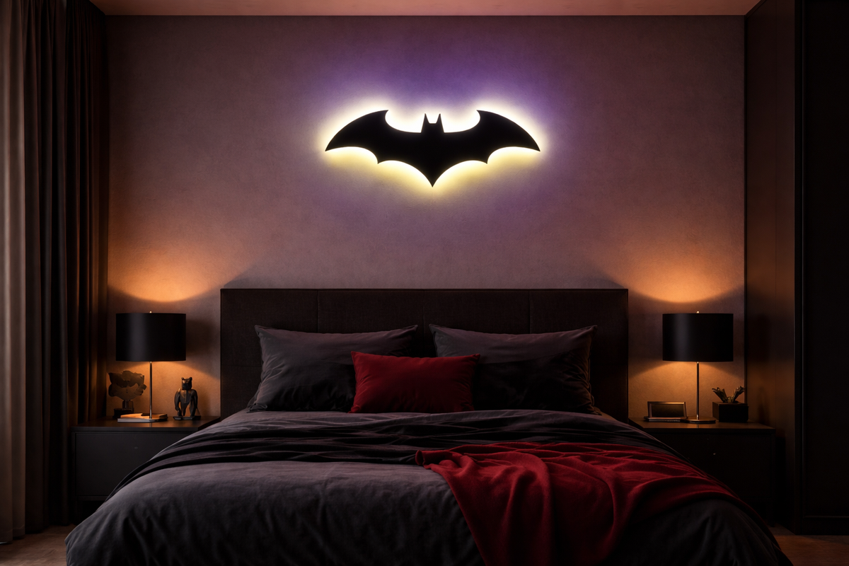 Batman Logo Neon Wall Light – Iconic Superhero LED Wall Art Game room With color changing app controlled LED. Neonsignsindia