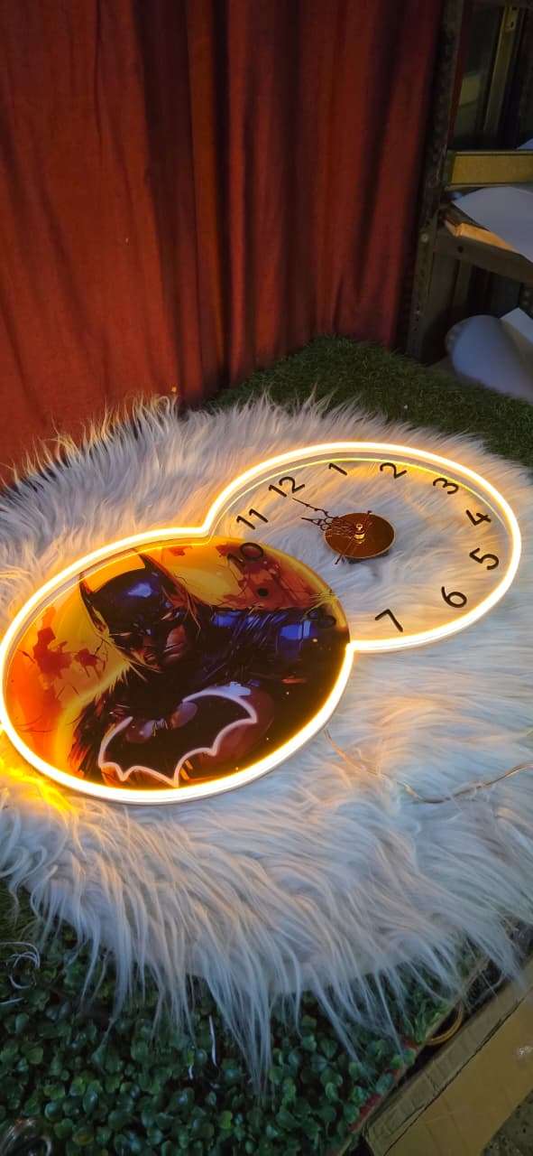 Batman Neon LED Wall Clock with Adjustable Brightness (14*24 inch) | Neon Signs India — Image 3