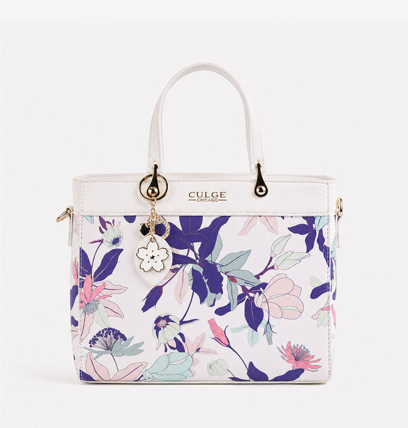 Culge Chicago "The Garfield" Structured Satchel – Alabaster Floral-1