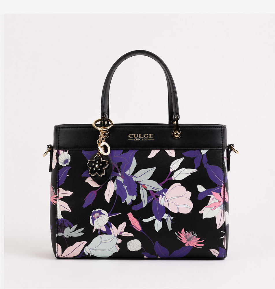 Culge Chicago "The Millennium" Structured Satchel – Twilight Noir Floral-1