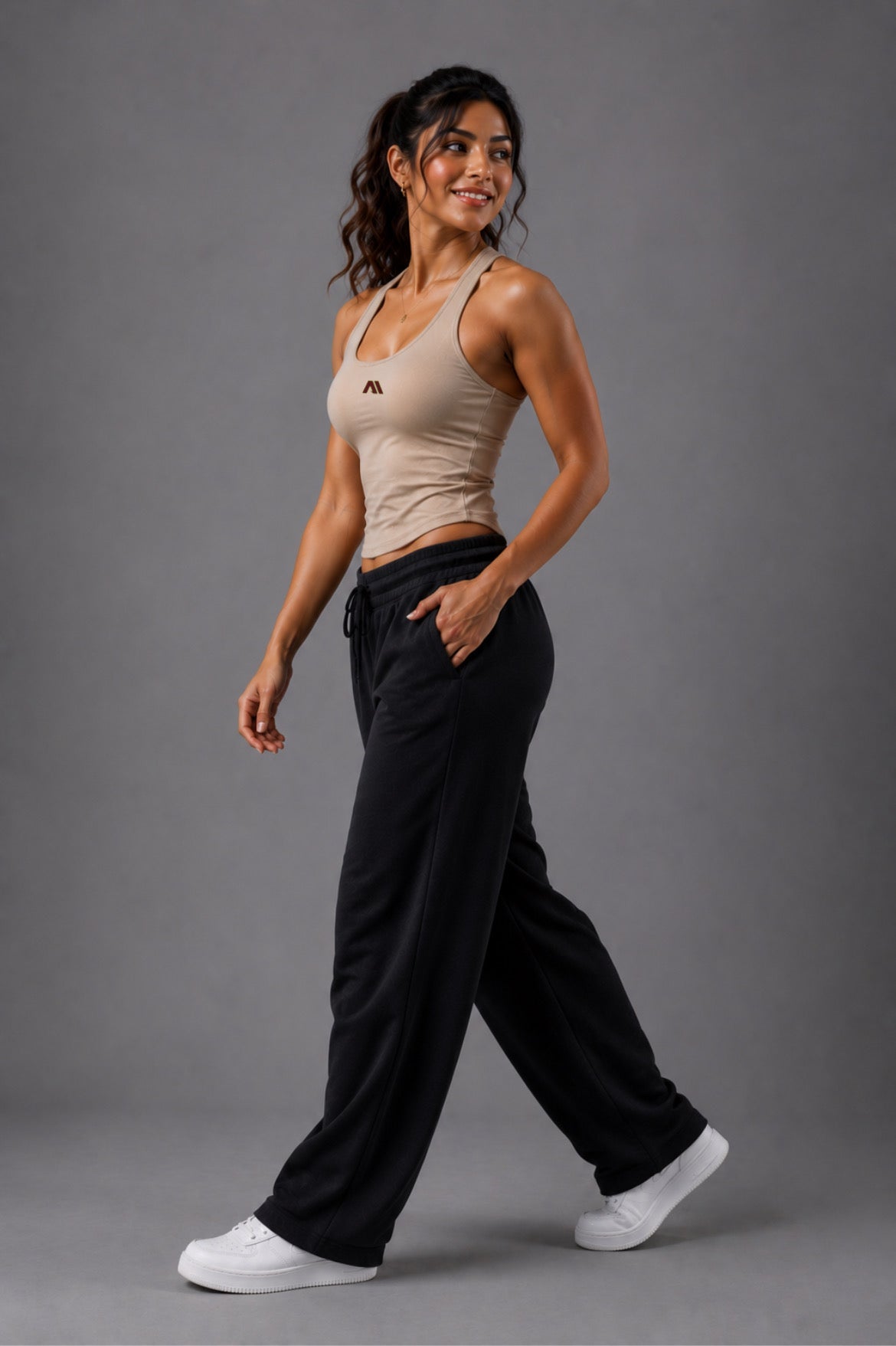 Beige Cotton Stringer (Tank Top)