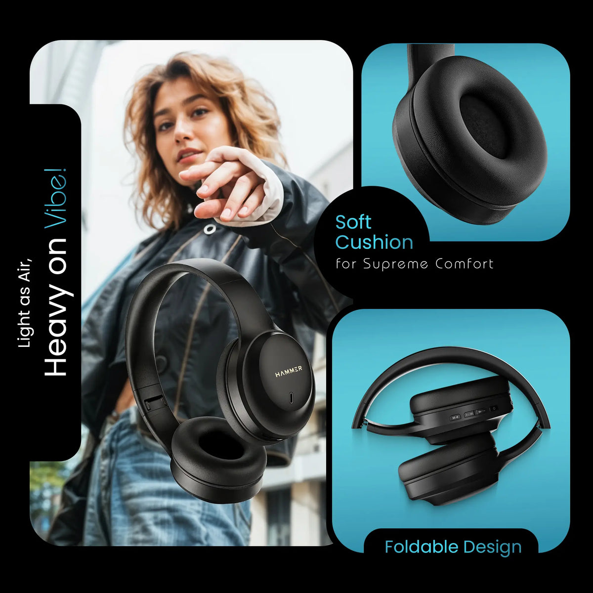 Hammer Vibe ENC Bluetooth Gaming Headphone Long Play Time-3