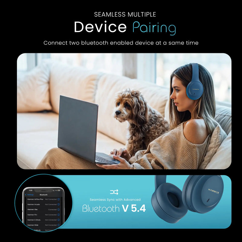 Hammer Vibe ENC Bluetooth Gaming Headphone Long Play Time-10