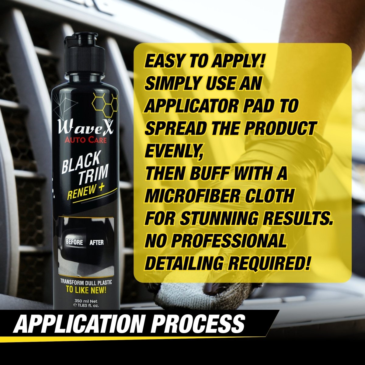 Black Trim Renew+ | Restores Faded Car & Bike Exterior Plastic Trim | Long-Lasting Deep Black Shine, UV & Dust Protection