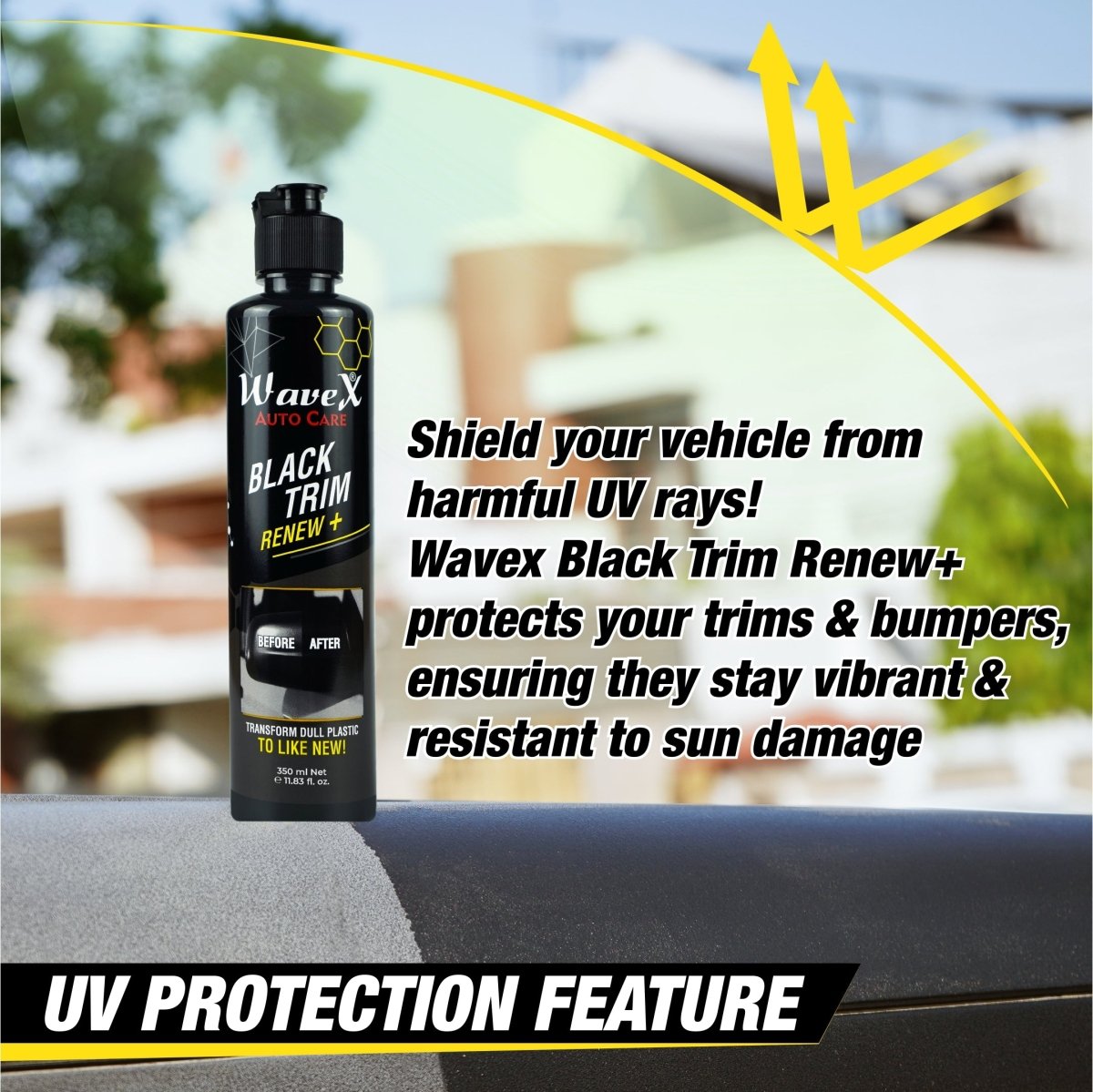 Black Trim Renew+ | Restores Faded Car & Bike Exterior Plastic Trim | Long-Lasting Deep Black Shine, UV & Dust Protection