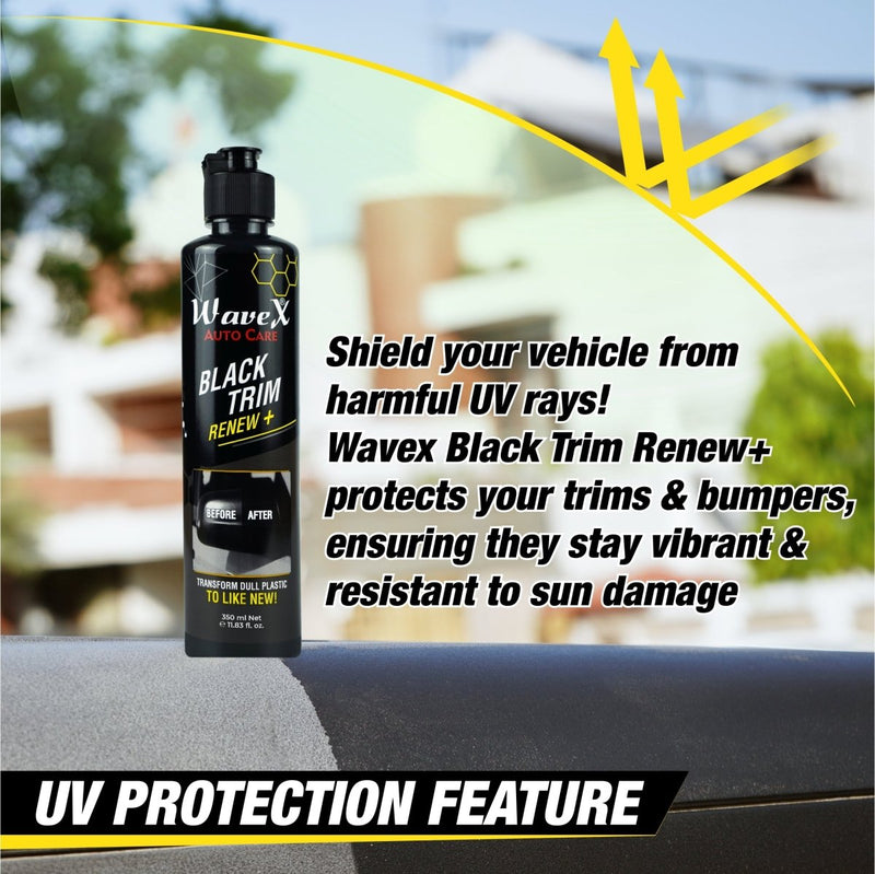 Black Trim Renew+ | Restores Faded Car & Bike Exterior Plastic Trim | Long-Lasting Deep Black Shine, UV & Dust Protection