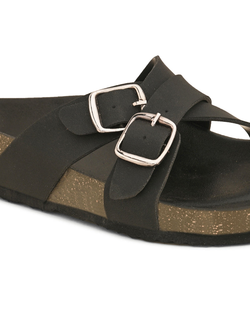 Women One Toe Flats with Buckles-2