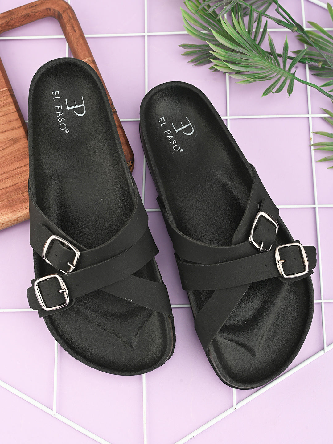 Women One Toe Flats with Buckles-6